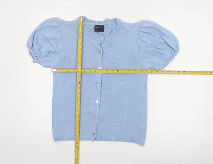 ASOS DESIGN Women's Blue Puff Sleeve Short Cardigan Size S