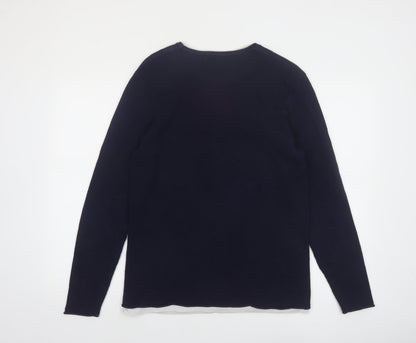 Next Men's Blue Waffle-Knit Crew Neck Jumper Size L