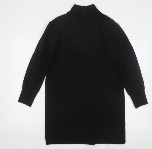 New Look Women’s Black Mock Neck Long Sleeve Knit Tunic Jumper Size S
