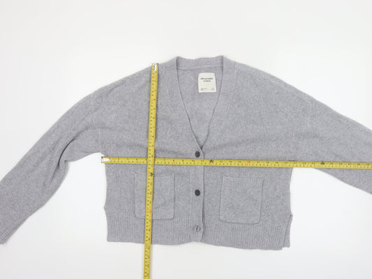Abercrombie & Fitch Womens Grey Wool Blend V-Neck Cardigan Size S