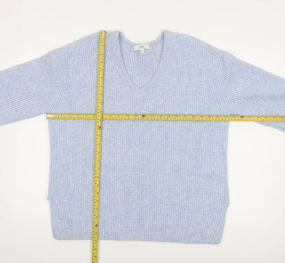 Marks and Spencer Women Blue V-Neck Pullover Jumper M