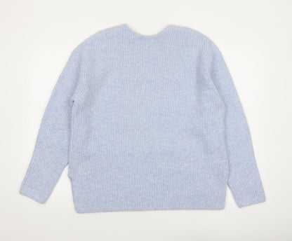 Marks and Spencer Women Blue V-Neck Pullover Jumper M