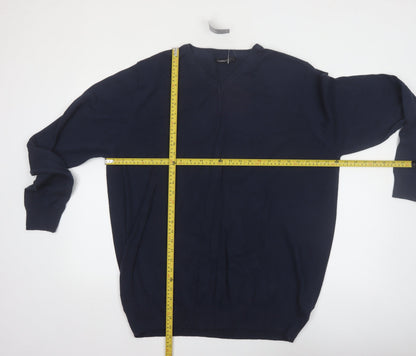 Livergy Men Blue 2XL Cotton V-Neck Pullover Jumper
