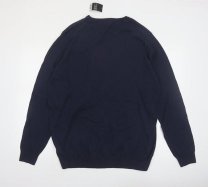 Livergy Men Blue 2XL Cotton V-Neck Pullover Jumper
