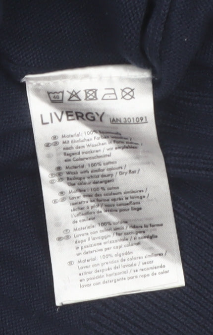 Livergy Men Blue 2XL Cotton V-Neck Pullover Jumper