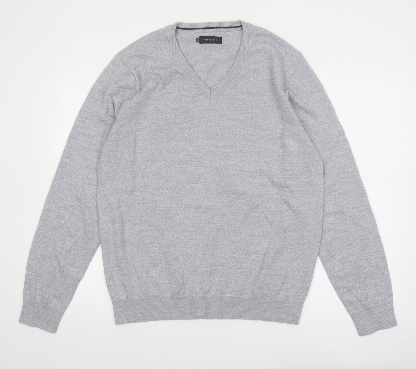 Casual Friday Men’s Grey XL V-Neck Wool Blend Jumper