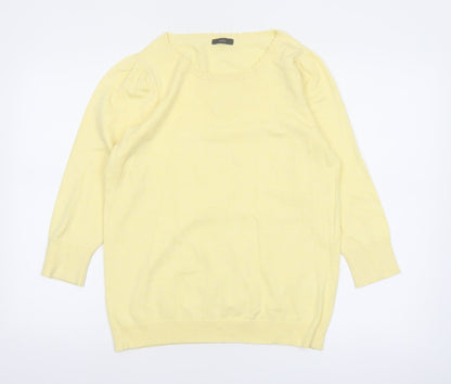 M&Co Women’s Yellow Viscose Knit Scoop Neck Pullover Jumper Size 14