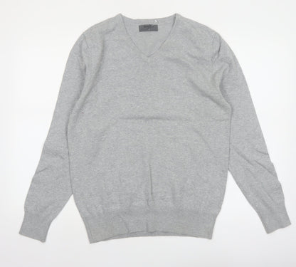 Burton Men Grey V-Neck Cotton Nylon Pullover Jumper M