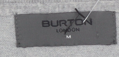 Burton Men Grey V-Neck Cotton Nylon Pullover Jumper M