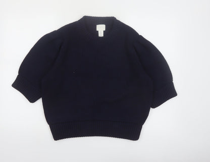 H&M Women’s Blue Puff Sleeve Knit Pullover Jumper Size 8