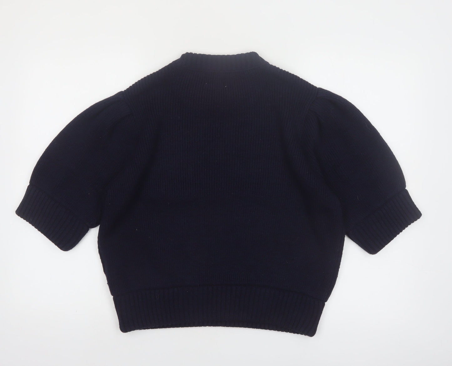 H&M Women’s Blue Puff Sleeve Knit Pullover Jumper Size 8