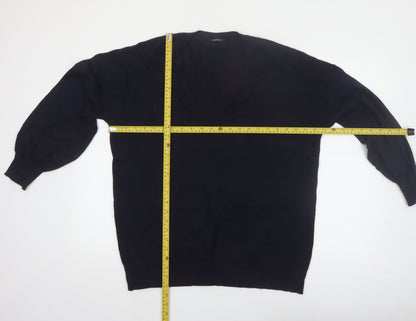 Roman Women Black V-Neck Long Sleeve Pullover Jumper Size 18