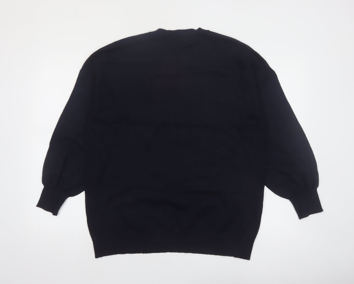 Roman Women Black V-Neck Long Sleeve Pullover Jumper Size 18
