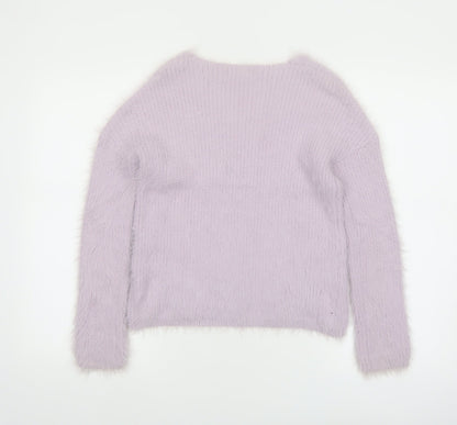 Atmosphere Women Lilac V-Neck Fluffy Knit Jumper Size S 6/8