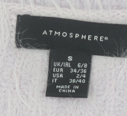 Atmosphere Women Lilac V-Neck Fluffy Knit Jumper Size S 6/8