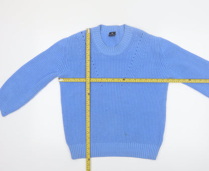Paul Smith Women's Blue Chunky-Knit Cotton Blend Jumper Size S