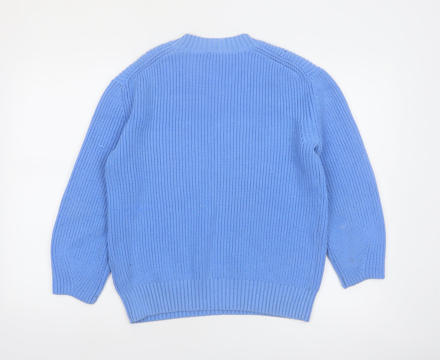 Paul Smith Women's Blue Chunky-Knit Cotton Blend Jumper Size S