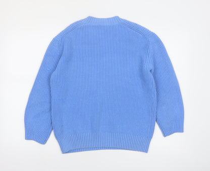 Paul Smith Women's Blue Chunky-Knit Cotton Blend Jumper Size S