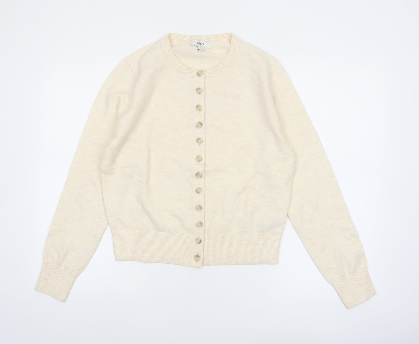 Marks and Spencer Women’s Ivory Cardigan M Knit Button Front