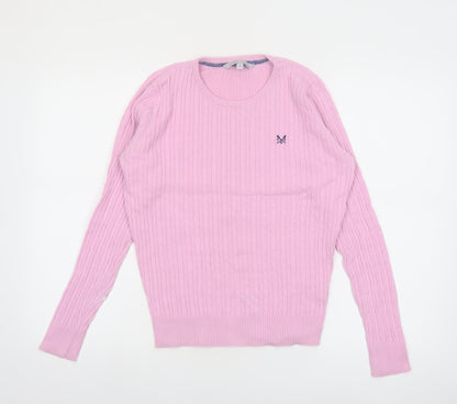 Crew Clothing Co. Women's Pink Cotton Cable Knit Jumper Size 12