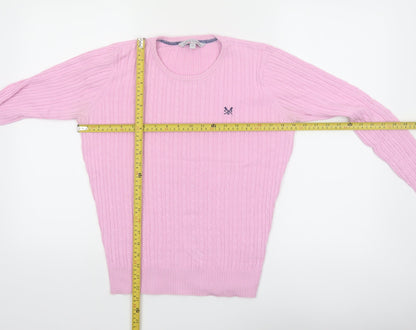 Crew Clothing Co. Women's Pink Cotton Cable Knit Jumper Size 12