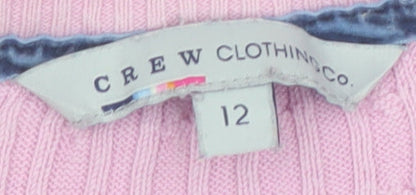 Crew Clothing Co. Women's Pink Cotton Cable Knit Jumper Size 12