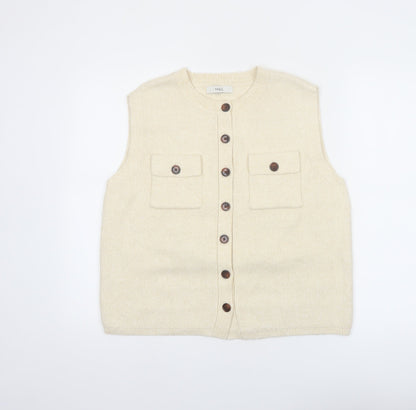 Marks and Spencer Women Beige Knit Button Vest Jumper Size M