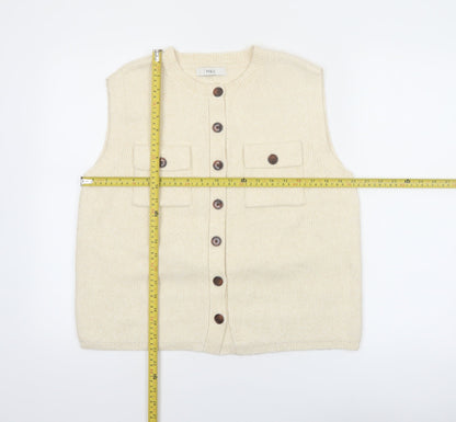 Marks and Spencer Women Beige Knit Button Vest Jumper Size M