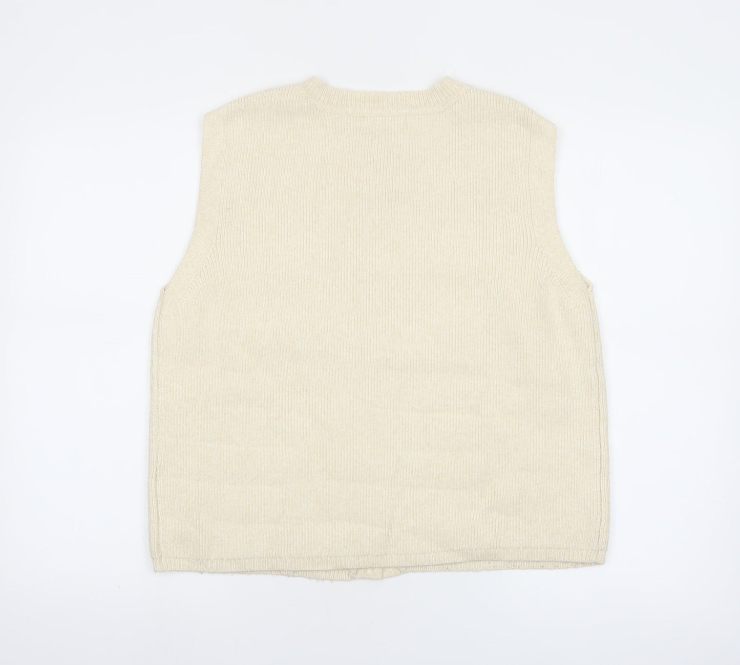 Marks and Spencer Women Beige Knit Button Vest Jumper Size M