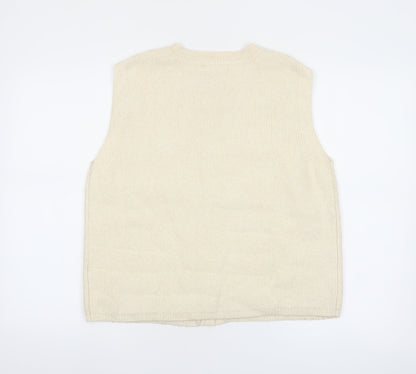 Marks and Spencer Women Beige Knit Button Vest Jumper Size M