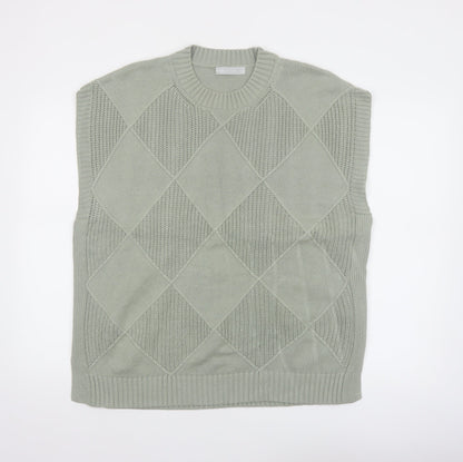 Marks and Spencer Womens Green Argyle Knit Sleeveless Vest M