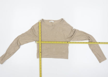 Pull & Bear Women’s Beige Slim Fit Long Sleeve Pullover Jumper Size 8