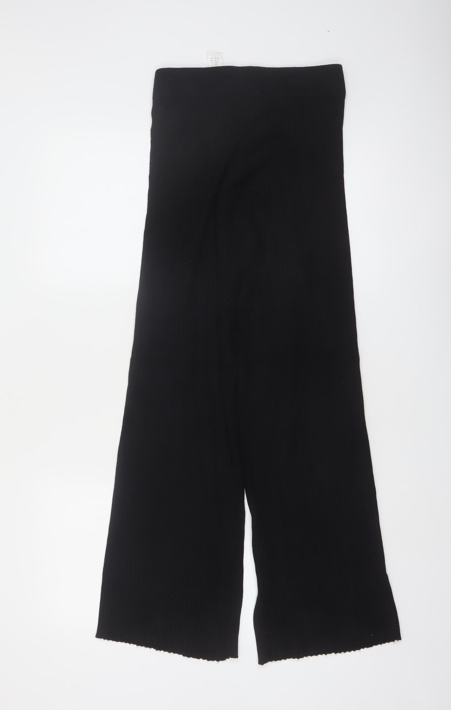 Boohoo Women's Black Petite Wide-Leg High Rise Trousers Size 8