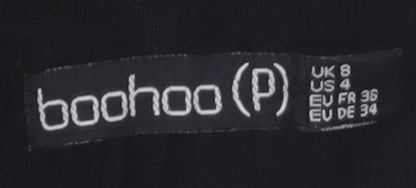 Boohoo Women's Black Petite Wide-Leg High Rise Trousers Size 8