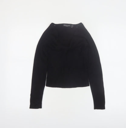 Brave Soul Women Black XS V-Neck Ribbed Knit Pullover Jumper