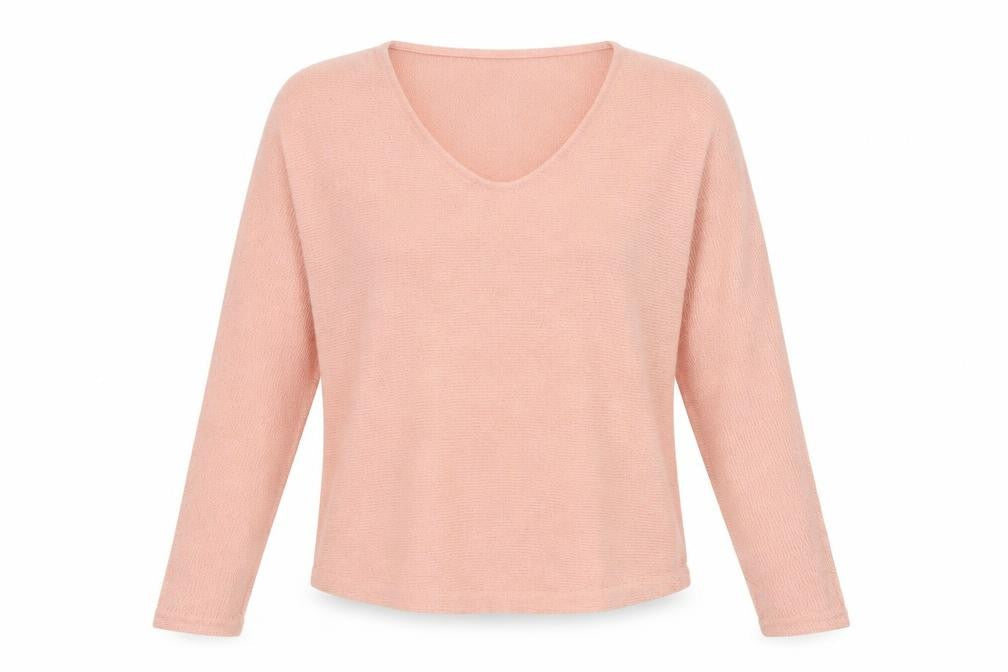 b.young Womens Pink V-Neck Relaxed Knit Jumper XS