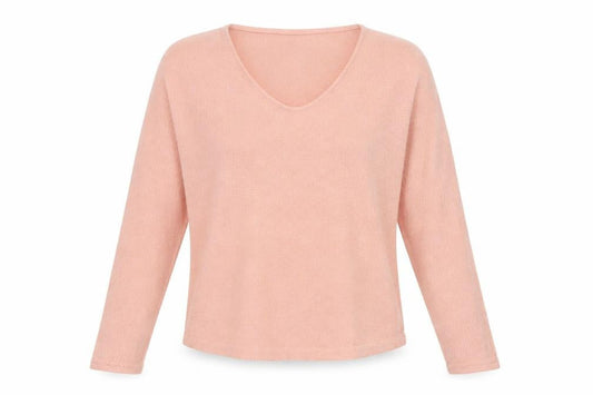 b.young Womens Pink V-Neck Relaxed Knit Jumper XS