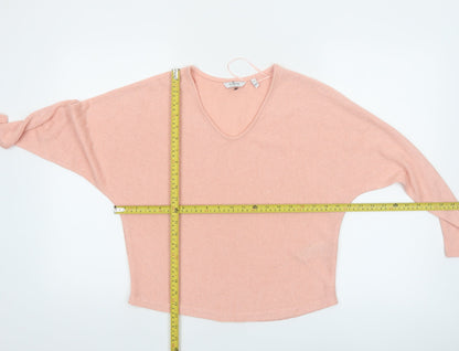 b.young Womens Pink V-Neck Relaxed Knit Jumper XS