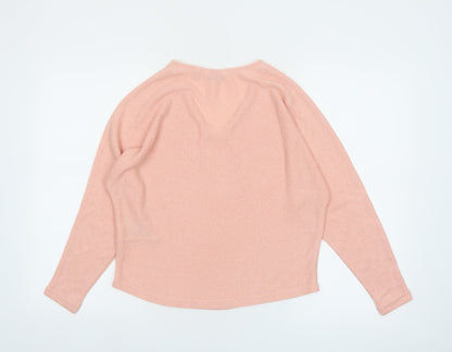 b.young Womens Pink V-Neck Relaxed Knit Jumper XS