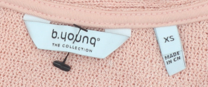 b.young Womens Pink V-Neck Relaxed Knit Jumper XS
