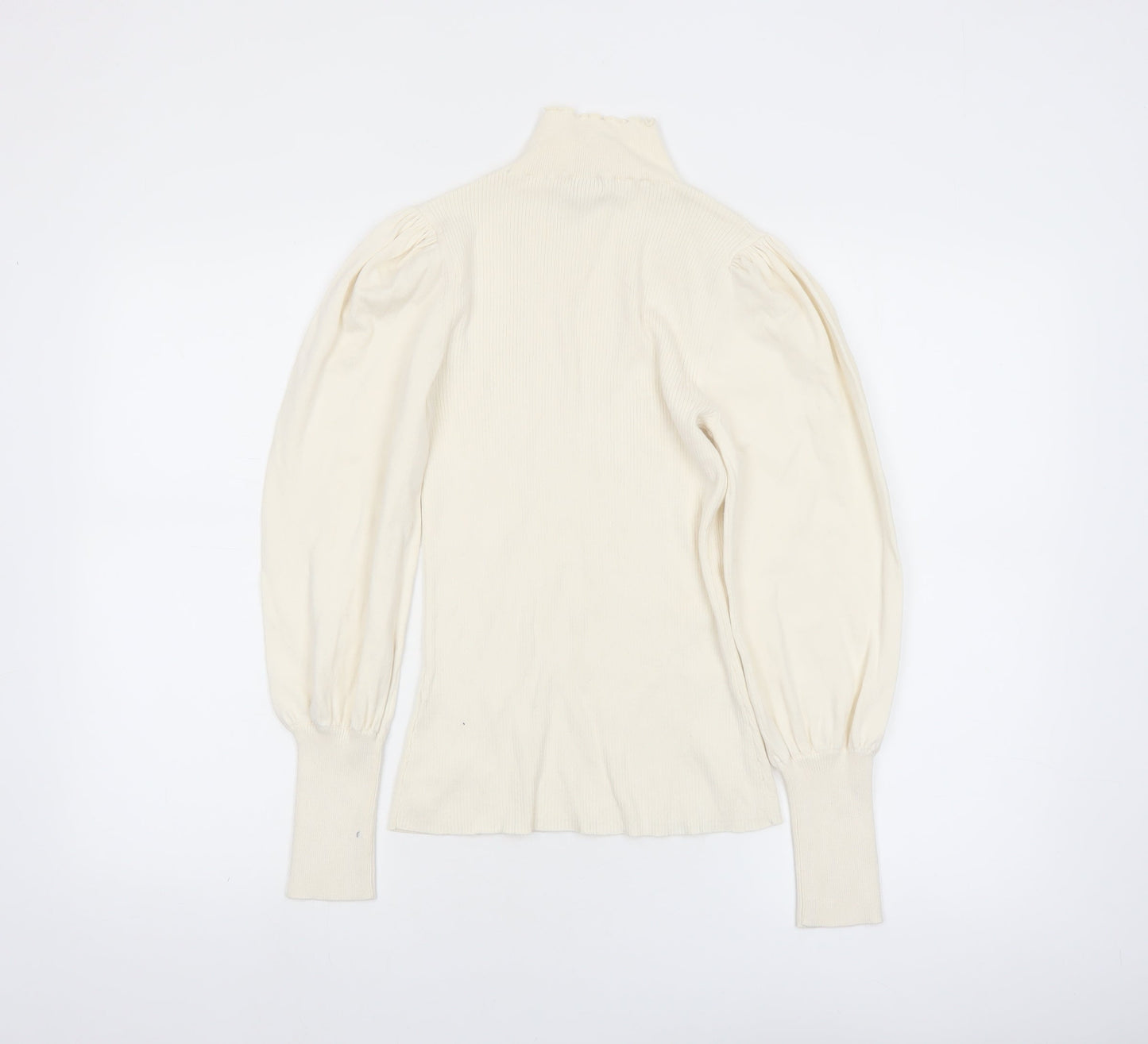 River Island Women’s Ivory Roll Neck Puff Sleeve Jumper Size 12