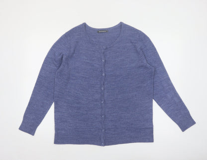 Bonmarché Women's Blue Acrylic Button Cardigan Size 16
