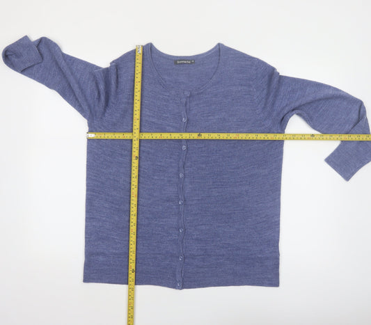 Bonmarché Women's Blue Acrylic Button Cardigan Size 16