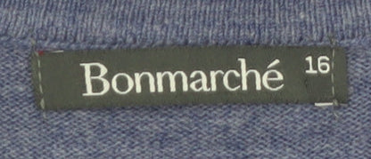 Bonmarché Women's Blue Acrylic Button Cardigan Size 16