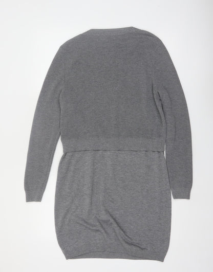 ASOS Women’s Grey Knit Jumper Dress Size 14 Long Sleeve