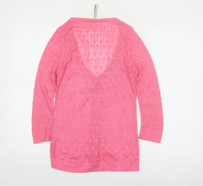 Stradivarius Women’s Pink V-Neck Open Knit Cardigan Size 12