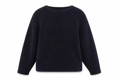 Capsule Women's Black Ribbed Knit Relaxed Pullover Jumper Size 12