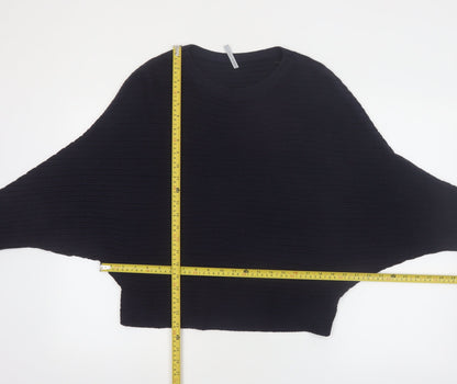 Capsule Women's Black Ribbed Knit Relaxed Pullover Jumper Size 12