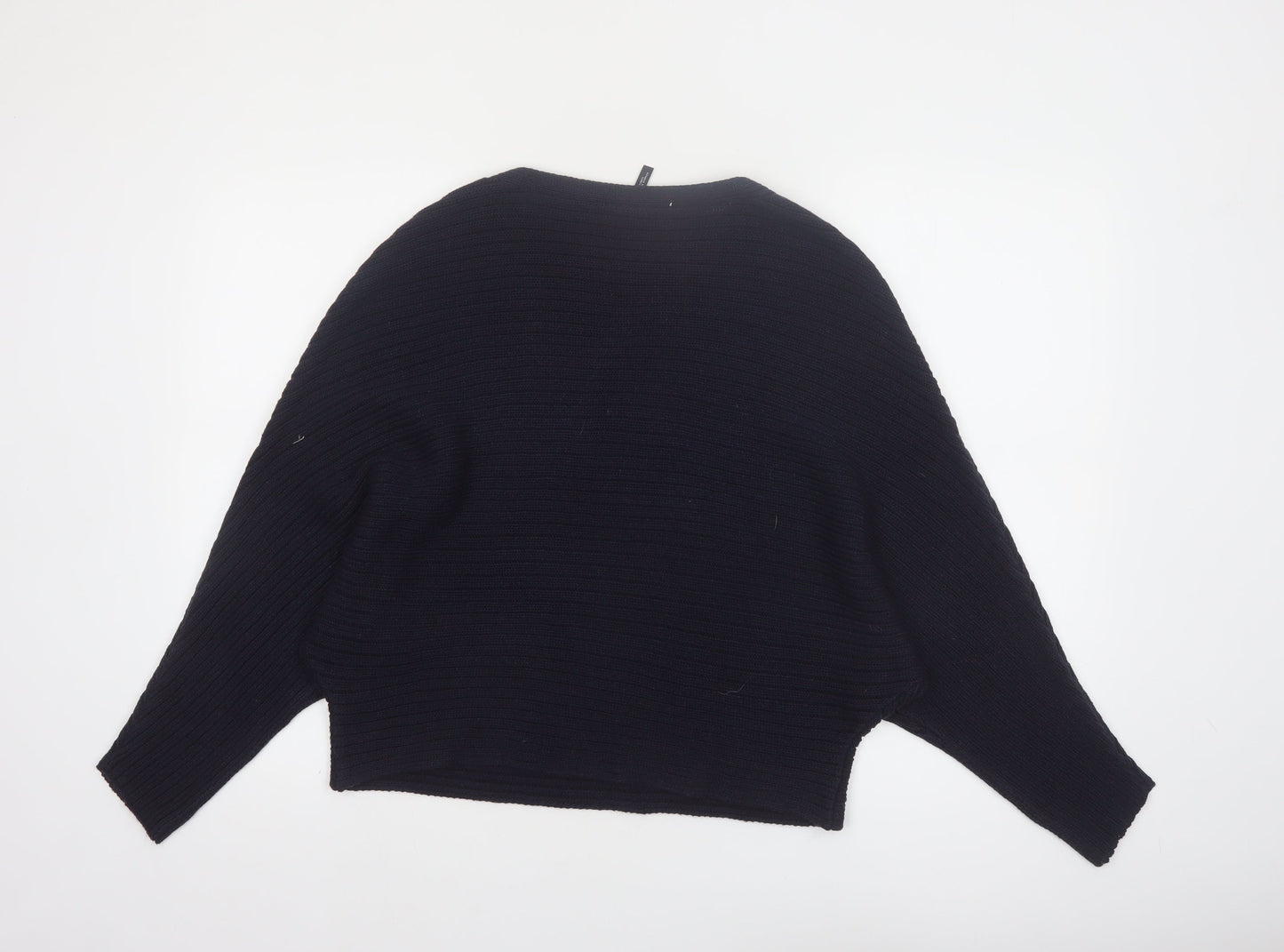 Capsule Women's Black Ribbed Knit Relaxed Pullover Jumper Size 12