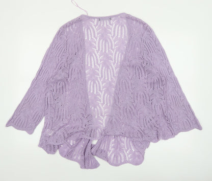 Bonmarché Women’s Purple Open-Knit Cardigan XL Lightweight